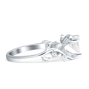 Heart Leaf Art Deco Promise Ring Cubic Zirconia 925 Sterling Silver wholesale